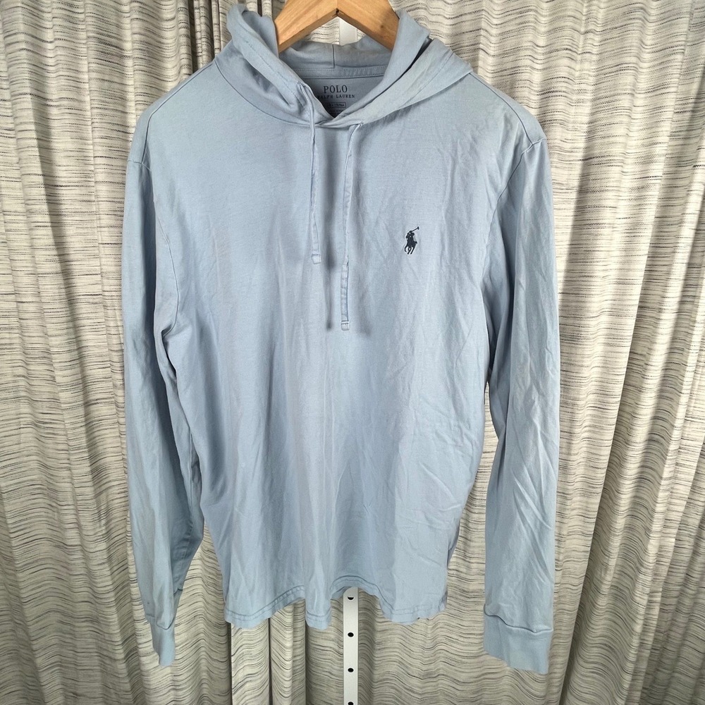 Polo‎ Ralph Lauren Mens Blue Long Sleeve Hooded T-Shirt Pony Logo Size M